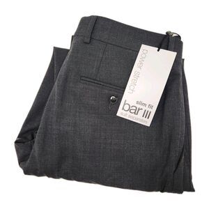 Bar III Dress Pants Mens 30x30 Gray Slim Fit Wool Blend Wrinkle Free Stretch NWT
